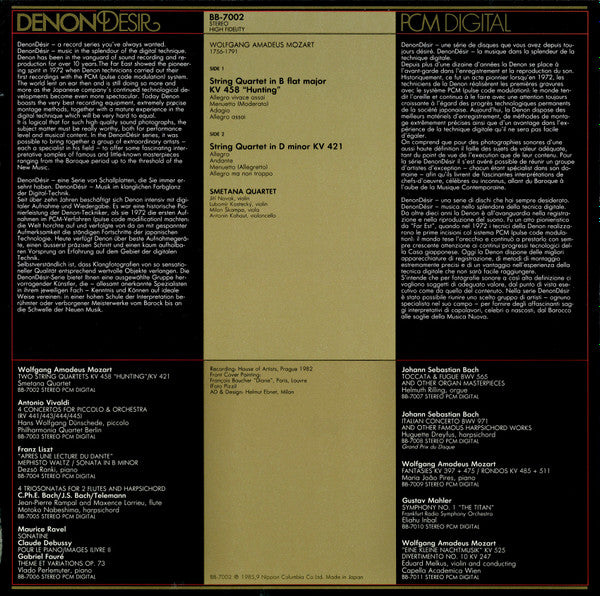 Wolfgang Amadeus Mozart - Smetana Quartet : String Quartets K. 421 / K. 458 "Hunting" (LP)