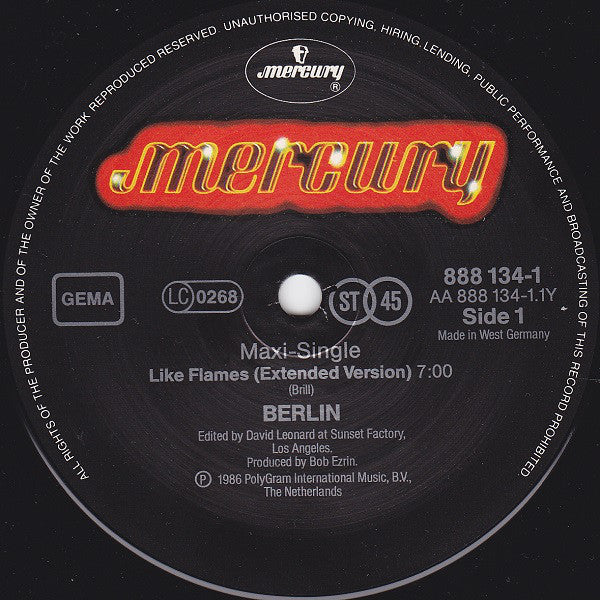 Berlin : Like Flames (12", Maxi)
