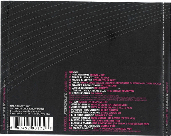 Various : Glasgow Underground Volume Three (CD, Comp + CD, Comp, Mixed)