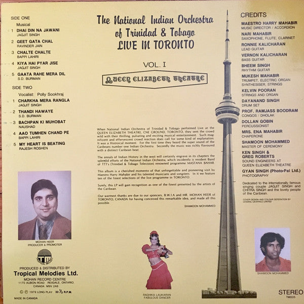Bwia National Indian Orchestra : Live In Toronto (LP, Album)