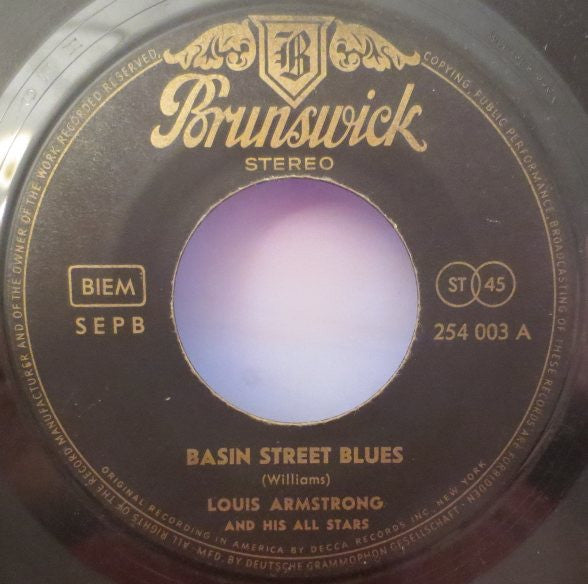 Louis Armstrong And His All-Stars : Basin Street Blues / Otchi-Tchor-Ni-Ya (7", Single)