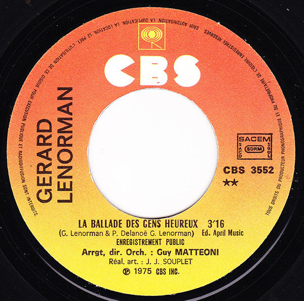 Gérard Lenorman : Le Funambule (7", Single)
