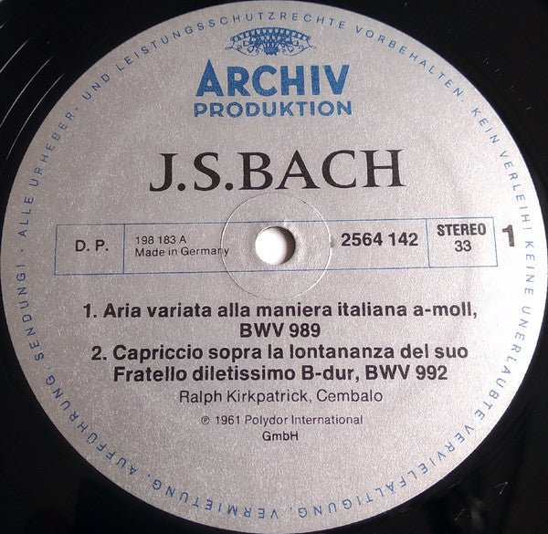 Johann Sebastian Bach : Cembalowerke / Works For Harpsichord / Œuvres Pour Clavecin II (10xLP + Box, Comp)