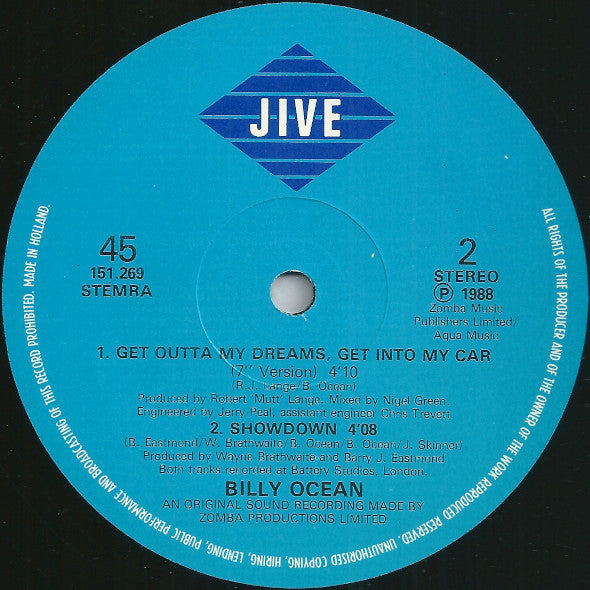 Billy Ocean : Get Outta My Dreams, Get Into My Car (12", Maxi)