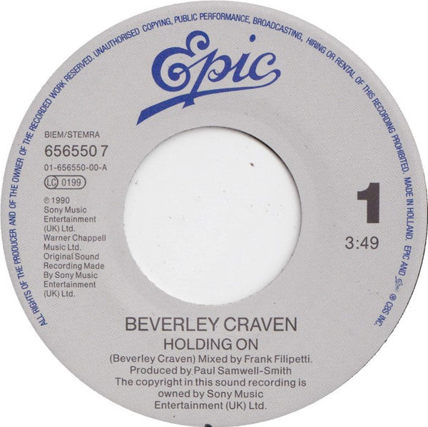 Beverley Craven : Holding On (7", Single, RE)