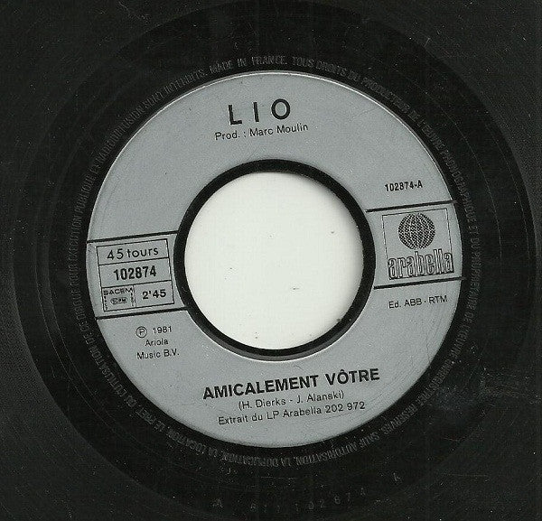 Lio : Amicalement Vôtre (7", Single)