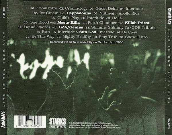 Ghostface Killah : Live In New York City (CD, Comp)