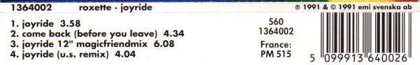 Roxette : Joyride (CD, Maxi)
