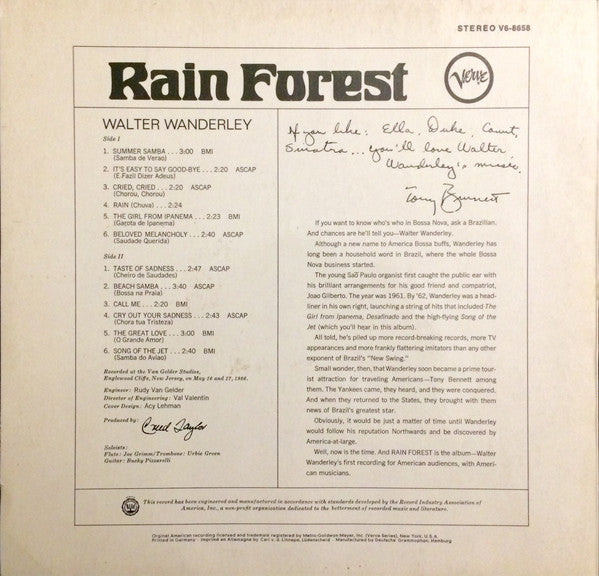 Walter Wanderley : Rain Forest (LP, Album)
