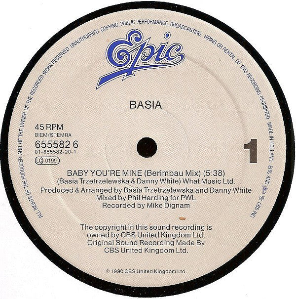 Basia : Baby You're Mine (Berimbau Mix) (12", Maxi)
