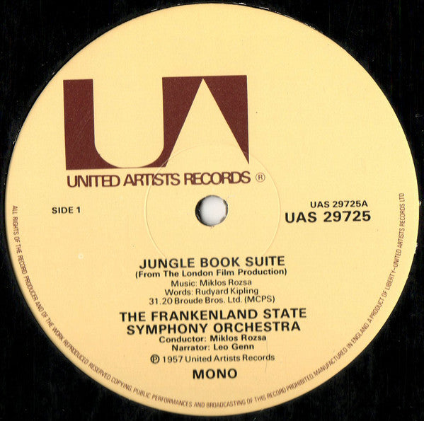 Miklós Rózsa Played By Frankenland State Symphony Orchestra Narrated By Leo Genn : Rudyard Kipling's Jungle Book / The Thief Of Bagdad (LP, Mono)
