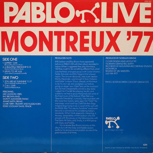 Milt Jackson & Ray Brown : Montreux '77 (LP, Album)