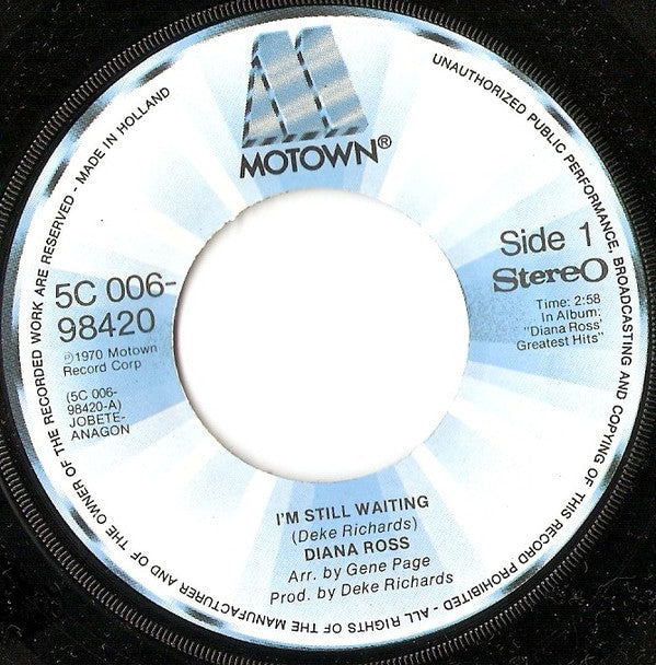 Diana Ross : I'm Still Waiting / Touch Me In The Morning (7", Single)