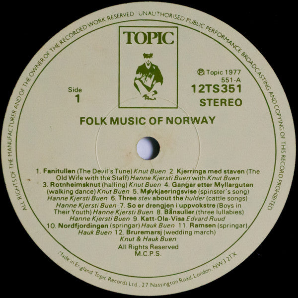 Various : Folk Music Of Norway (LP, Comp)