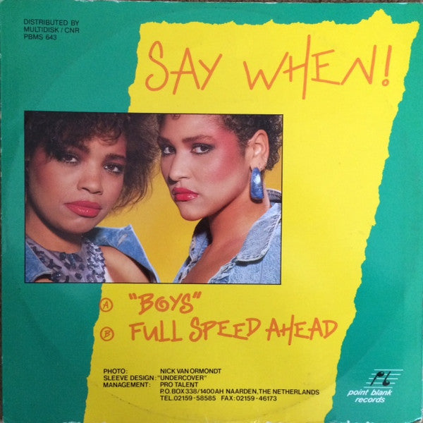 Say When! : Boys (12")