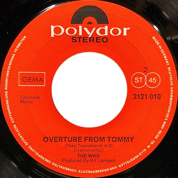 The Who : See Me, Feel Me / Overture From Tommy (7", Single)