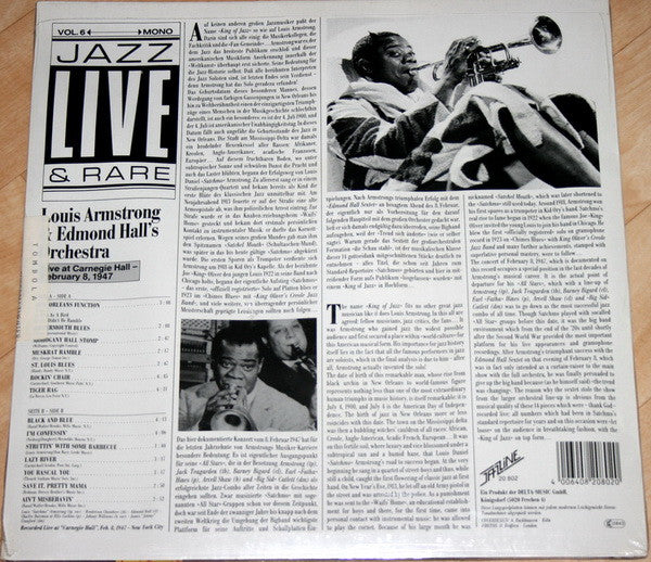 Louis Armstrong & Edmond Hall And His Orchestra : Jazz Live & Rare Vol. 6 - Live At Carnegie Hall - February 8, 1947 (LP, Album, Mono, Ltd)