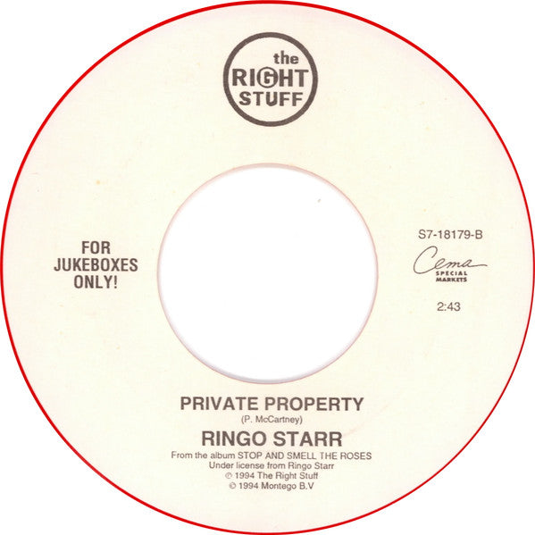 Ringo Starr : Wrack My Brain / Private Property (7", Single, Jukebox, Red)