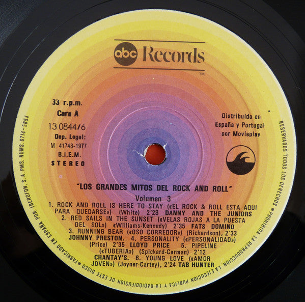 Various : Los Grandes Mitos Del Rock And Roll - Volumen 3 (LP, Comp)