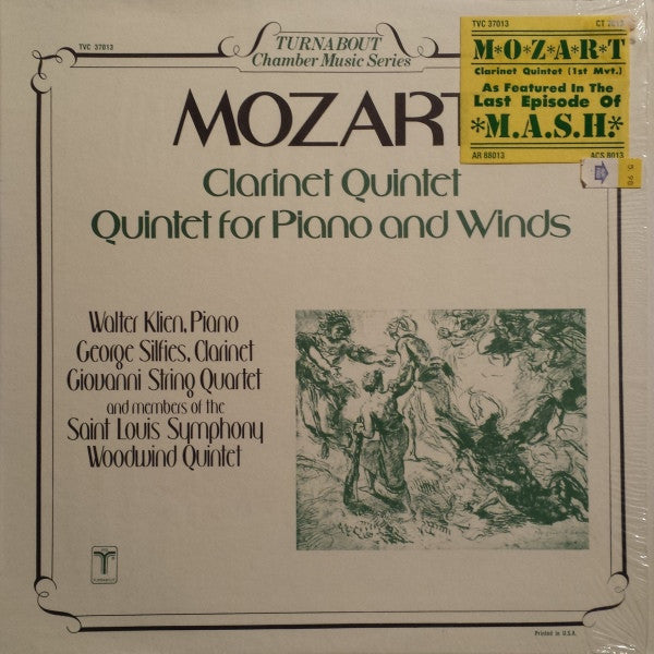 Wolfgang Amadeus Mozart : Mozart: Clarinet Quintet; Quintet For Piano And Winds (LP)