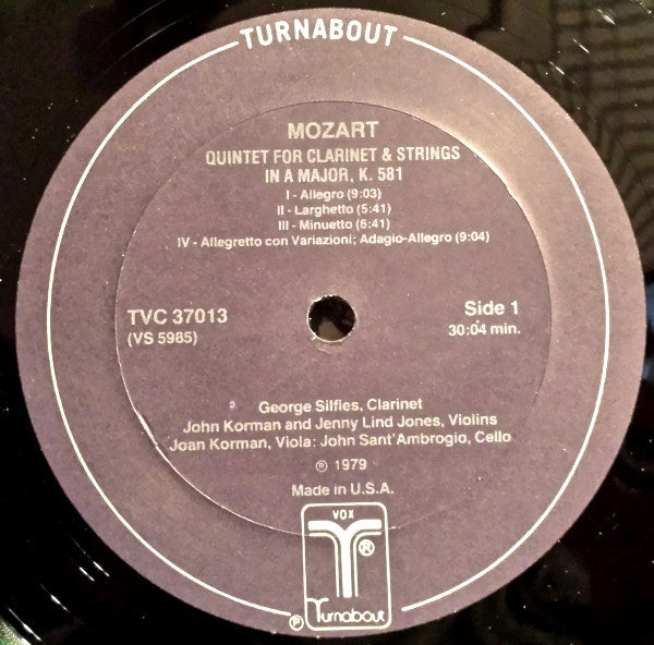Wolfgang Amadeus Mozart : Mozart: Clarinet Quintet; Quintet For Piano And Winds (LP)