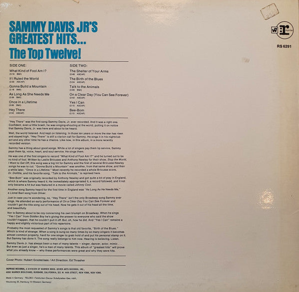 Sammy Davis Jr. : Sammy Davis Jr.'s Greatest Hits (LP, Comp)