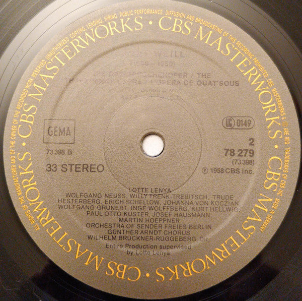 Kurt Weill, Lotte Lenya, Wilhelm Brückner-Rüggeberg : Die Dreigroschenoper / The Threepenny Opera / L'Opéra De Quat'Sous / Berlin Theatre Songs (Box + 2xLP)