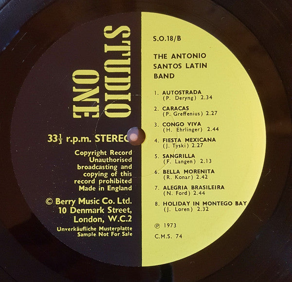 Fernando Mendoza And His Bahia-Percussion Band / Antonio Santos Latin Band : Studio One 18 (LP, Album, Promo)