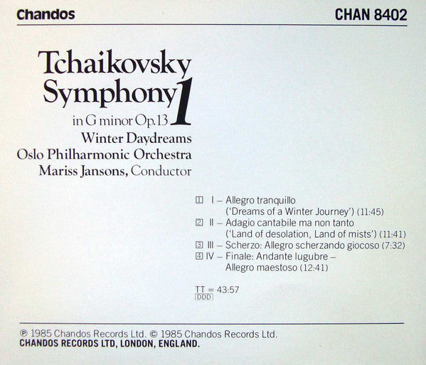 Pyotr Ilyich Tchaikovsky - Oslo Filharmoniske Orkester, Mariss Jansons : Symphony 1 In G Minor Op.13, Winter Daydreams (CD, Album)