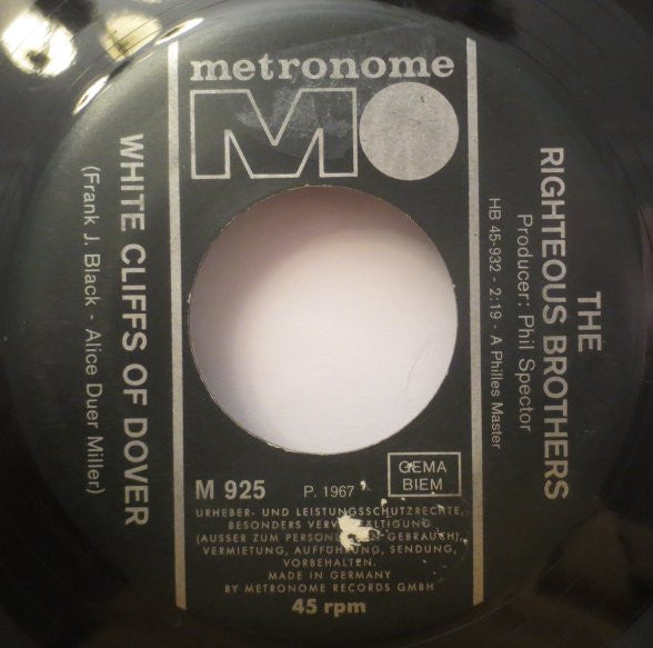 The Righteous Brothers : White Cliffs Of Dover / She's Mine, All Mine (7", Single)