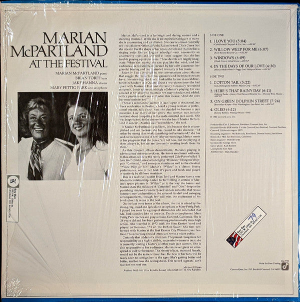 Marian McPartland : At The Festival (LP, Album)
