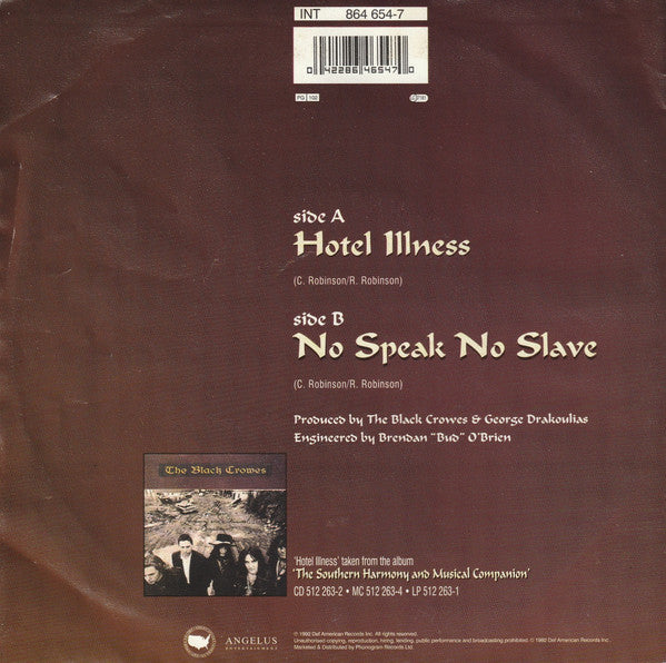 The Black Crowes : Hotel Illness (7", Single)