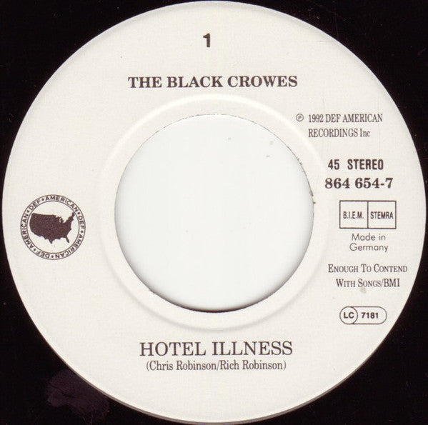 The Black Crowes : Hotel Illness (7", Single)