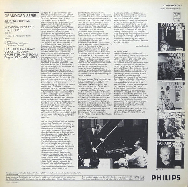 Johannes Brahms - Claudio Arrau, Concertgebouworkest, Bernard Haitink : Klavierkonzert Nr. 1 (LP, Album)