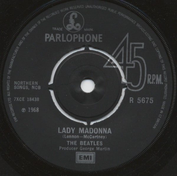 The Beatles : Lady Madonna c/w The Inner Light (7", Single, RE)