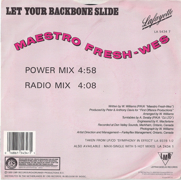 Maestro Fresh-Wes : Let Your Backbone Slide (7")