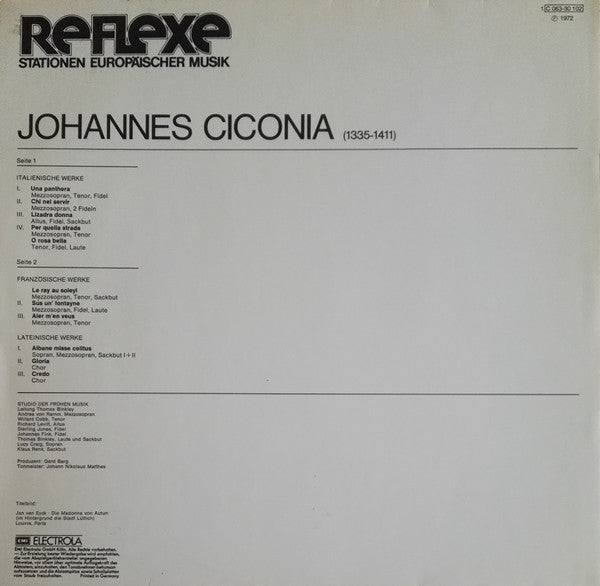 Johannes Ciconia - Studio Der Frühen Musik, Thomas Binkley : Johannes Ciconia (LP, Album, Red)