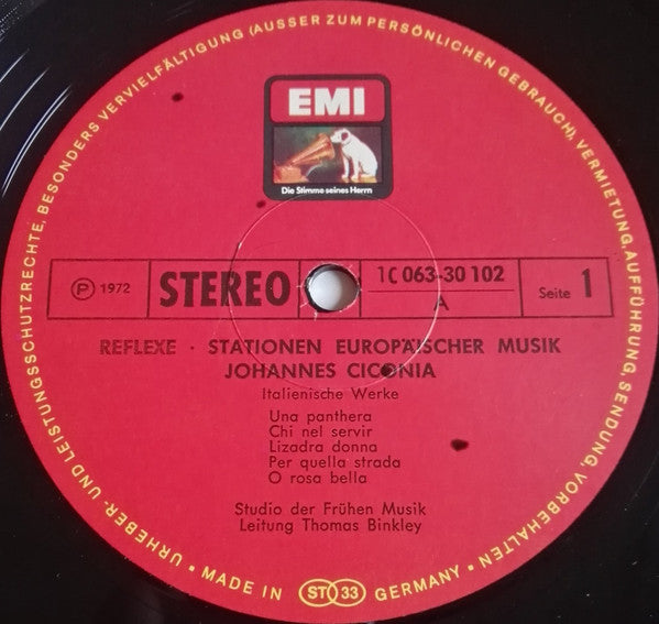 Johannes Ciconia - Studio Der Frühen Musik, Thomas Binkley : Johannes Ciconia (LP, Album, Red)