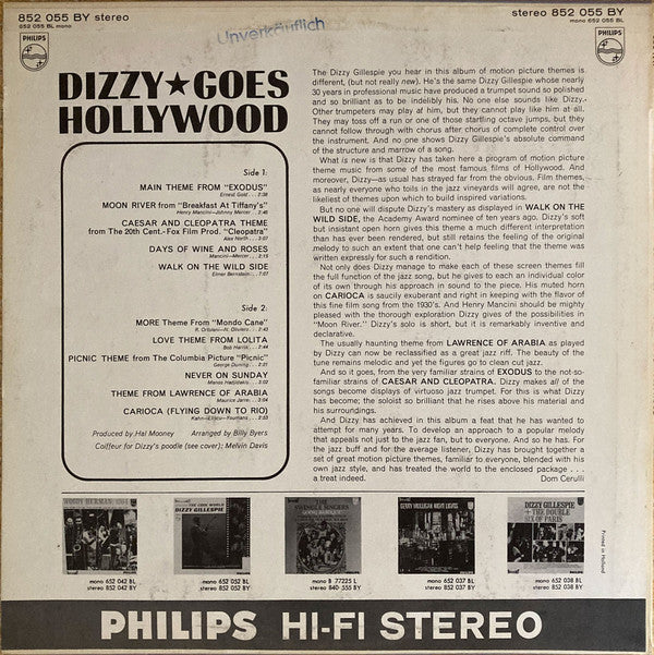 Dizzy Gillespie : Dizzy Goes Hollywood (LP, Album)