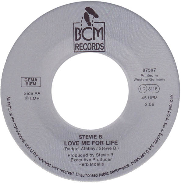 Stevie B : Because I Love You (The Postman Song) / Love Me For Life (7", Single)