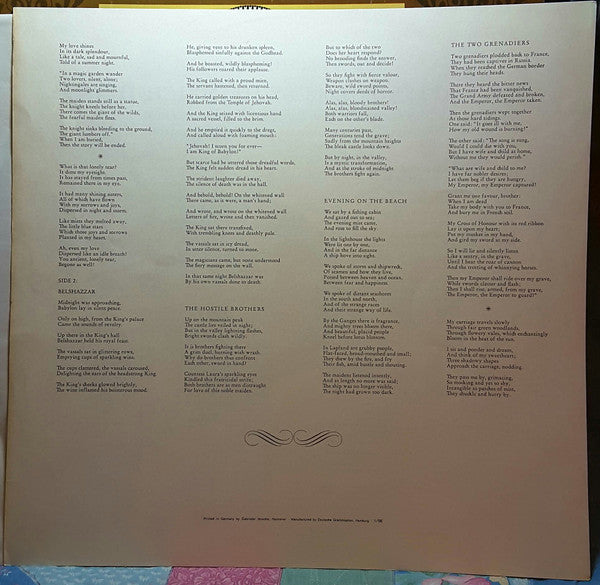 Robert Schumann - Dietrich Fischer-Dieskau • Jörg Demus : Songs On Heine Poems (LP)