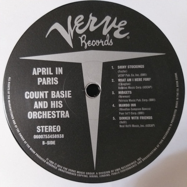 Count Basie Orchestra : April In Paris (LP, Album, RE, RM, 180)