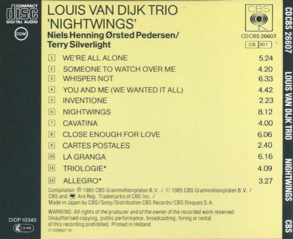 Louis Van Dyke Trio : Nightwings (CD, Album, RE, RM)