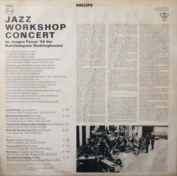 Various : Jazz Workshop Concert Im Jungen Forum '64 Der Ruhrfestspiele Recklinghausen (LP, Album, Mono)
