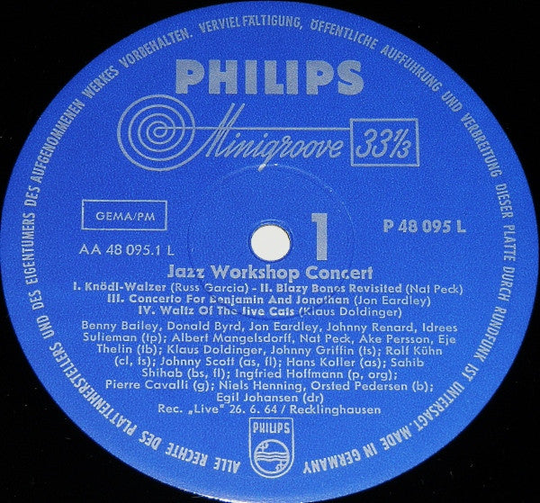 Various : Jazz Workshop Concert Im Jungen Forum '64 Der Ruhrfestspiele Recklinghausen (LP, Album, Mono)