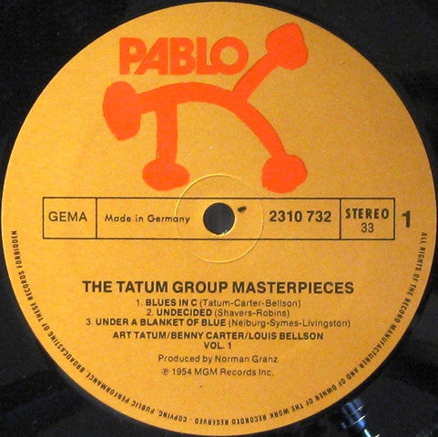 Art Tatum / Benny Carter / Louis Bellson : The Tatum Group Masterpieces Vol. 1 (LP, Album)