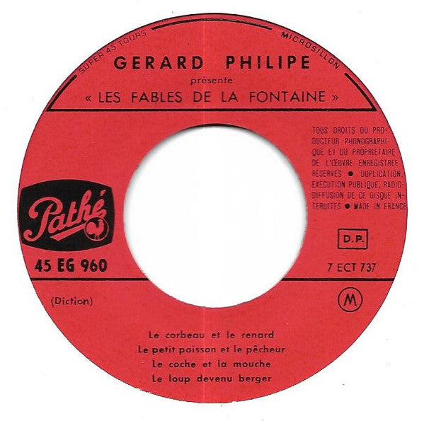 Gerard Philipe* : Présente Les Fables De La Fontaine (7", EP)