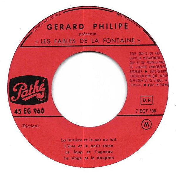 Gerard Philipe* : Présente Les Fables De La Fontaine (7", EP)