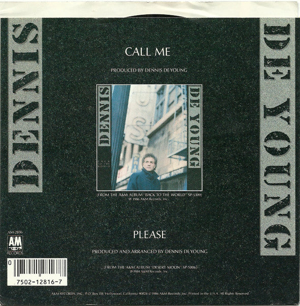 Dennis DeYoung : Call Me (7", Single)