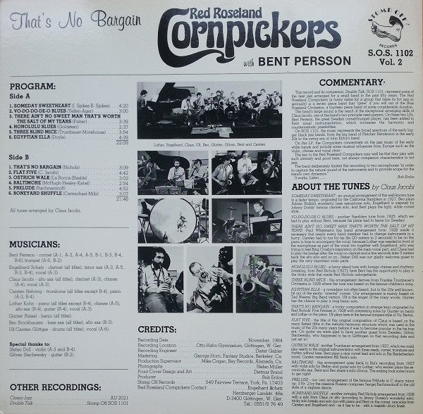Red Roseland Cornpickers, Bent Persson : That's No Bargain (LP)